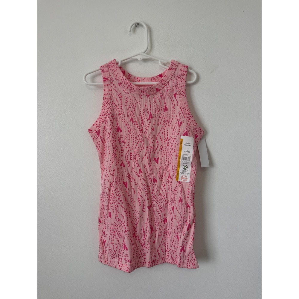 Wonder Nation Girls Pink Heart High Neck Tank Top – Size Large (10/12) – NWT
